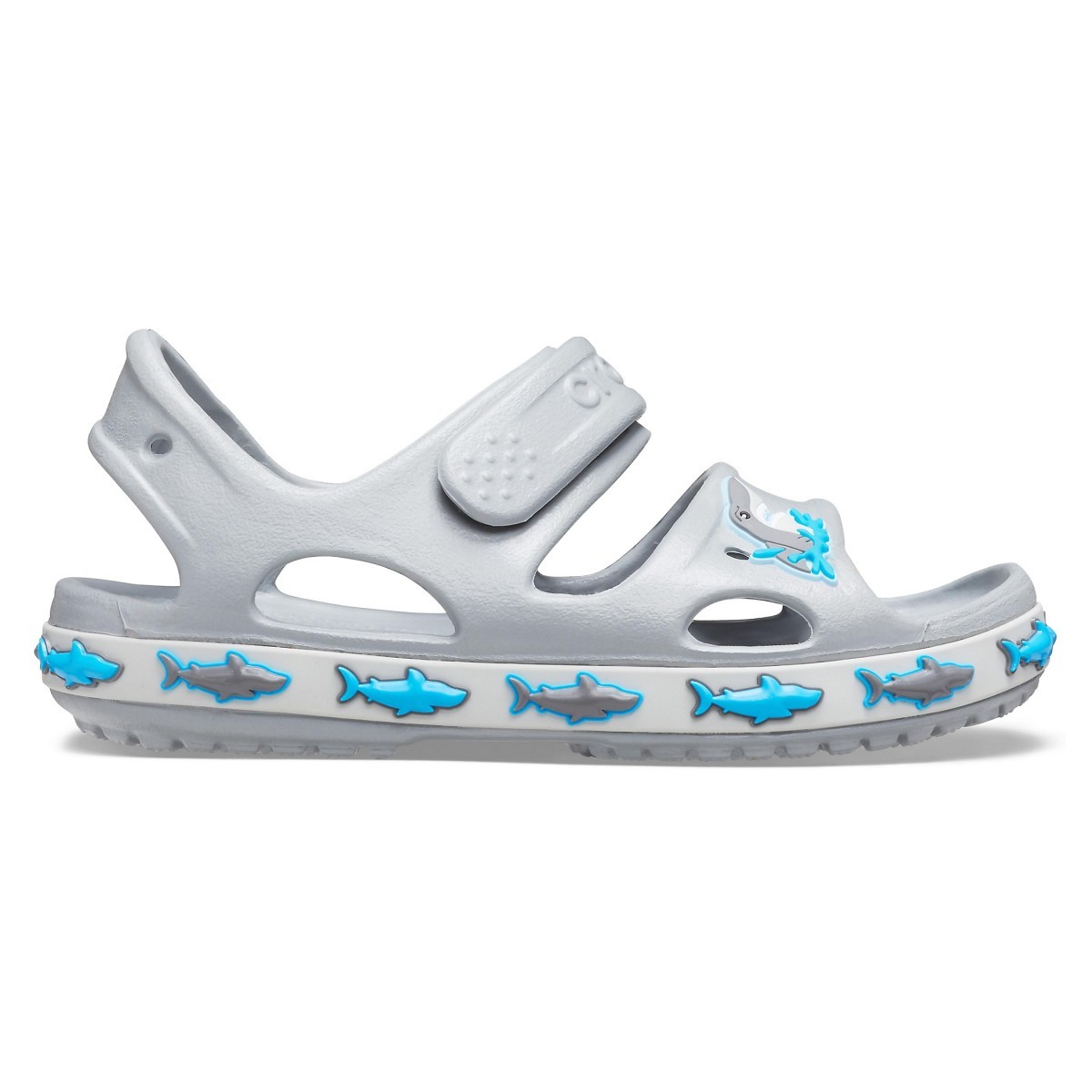 Sandale Crocs Fun Lab Shark Band Sandal B Gri - Light Grey - imagine 5